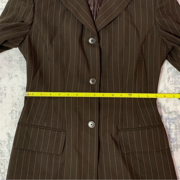 VTG Banana Republic Dark Brown Wool Pinstripe Blazer 4 - Picture 11 of 16